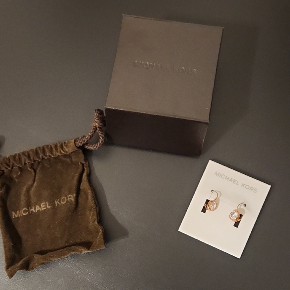 Michael Kors Rose Gold Two-Tone Crystal Earrings - Picture 2 of 7